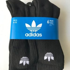 Adidas Trefoil Crew Socks 6-Pairs Black - NWT